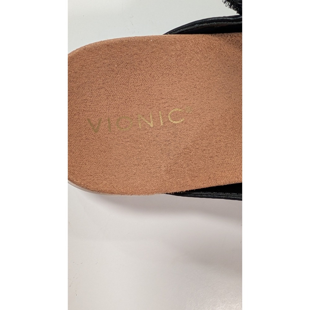 Vionic Uptown Marin Black Leather Platform Thong Sandals Buckle Women 8.5 - Picture 8 of 9